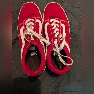 Vans Red and White Classic Sneakers